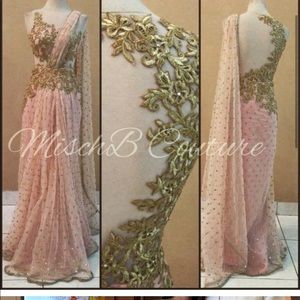 Light pink pre pleated sari gown! Size small